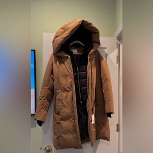 NWT Tan Sandova Long Puffer Jacket